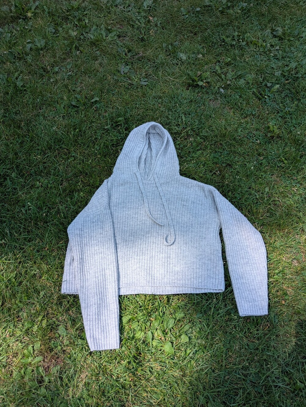 VS PINK Cropped Gray Sweater With Hood